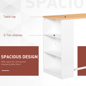 English Elm HOMCOM Counter Height Bar Table with 3-Tier Storage Shelves, MDF Top & Steel Frame, Anti-Tip 45.25" L White W2225P217146