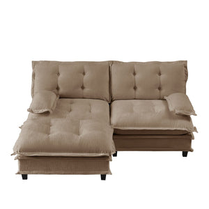 English Elm 77" Modular Cloud Sectional Chenille Couch Deep Lounge Seat with Ottoman for Living Room Light Coffee W714S01692