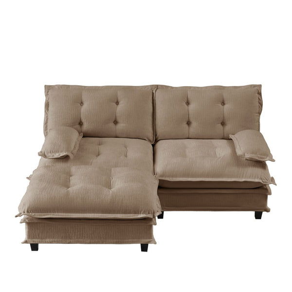 English Elm 77" Modular Cloud Sectional Chenille Couch Deep Lounge Seat with Ottoman for Living Room Light Coffee W714S01692