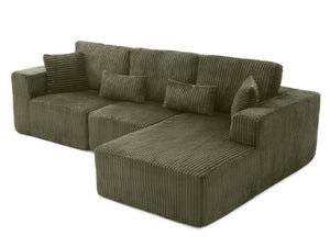 English Elm 107.5 Inch Modular Cloud Sectional Corduroy Sofa Deep Seat Reclining L-shaped Couch W2564S00122