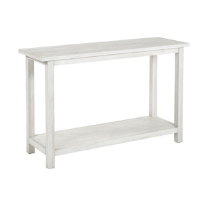 English Elm Wood Pine Console Table Weathered Farmhouse Finish with Open Shelf for Entryway White B016P472790