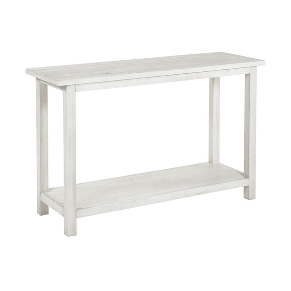 English Elm Wood Pine Console Table Weathered Farmhouse Finish with Open Shelf for Entryway White B016P472790