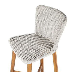 English Elm Christopher Knight Home® - Lymington Outdoor Bar Stool Set of 2 — Durable Acacia & Wicker Craft, Ergonomic 105° Backrest Comfort LIGHT GREY,Teak N775P278094G