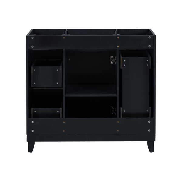 English Elm [Cabinet 36" Bathroom Vanity Black - Solid Wood & MDF, Soft-Close Door, 3 Drawers, Storage Appeal N729P171885B