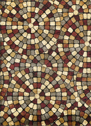 English Elm Bristol Tile Inspired Geometric Area Rug Low Pile for Dining and Living Spaces B186P452301