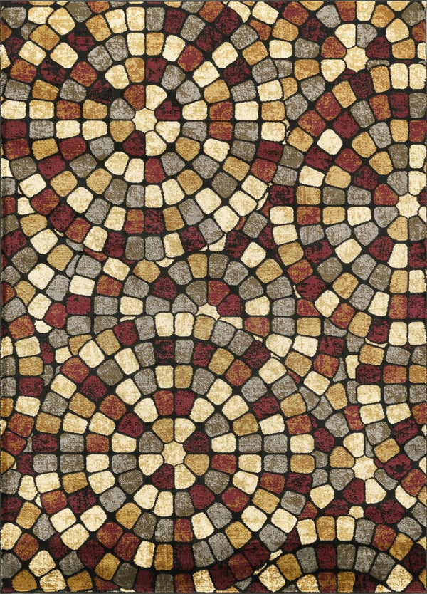 English Elm Bristol Tile Inspired Geometric Area Rug Low Pile for Dining and Living Spaces B186P452301