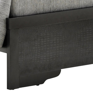 English Elm Lorana Twin Bed with Jeweled Tufted Headboard and LED Accents, Metallic Finish, Durable Wood Veneer Black 80 L x 4 W x 8 H B078S00586