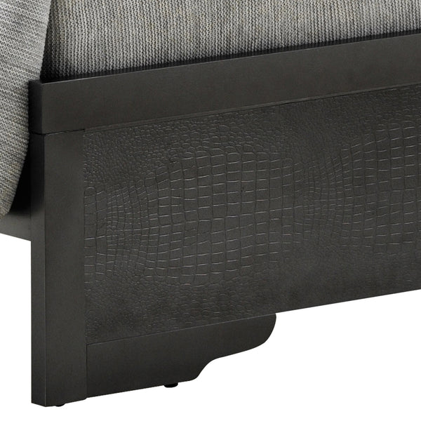 English Elm Lorana Twin Bed with Jeweled Tufted Headboard and LED Accents, Metallic Finish, Durable Wood Veneer Black 80 L x 4 W x 8 H B078S00586