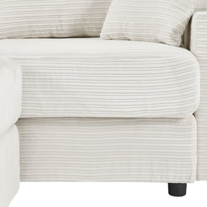 English Elm 95.3" Modular 3-Seater Sectional Sofa With Storage, Usb Ports, Cup Holders & Movable Ottoman, Beige N719S001612A