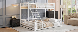 English Elm Twin XL over Queen Metal Bunk Bed with Ladder and Guardrails, Space-Saving Sturdy Frame for Kids and Guests White N709P277756K