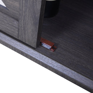 English Elm Elegant Mirrored Sideboard with Butterfly Carved Doors Wood Grain Finish Dining Storage Dark Brown W2899P372739