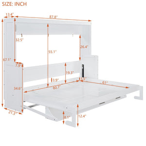 English Elm Queen Size Murphy Bed With Hydraulic Lift & Integrated Desk For Space-Saving Living Solutions N820S10033K-GIGA