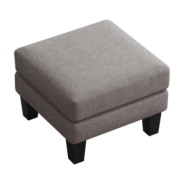 English Elm Fabric Ottoman with Thick Coil-Spring Cushion, 100% Polyester Upholstery, Solid Wood Legs, 23×23×17" LIGHT GREY W109741864