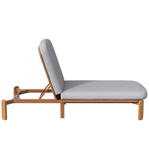 English Elm Outdoor Acacia Wood Chaise Lounge Reclining Patio Chair with Cushion for Poolside Grey N719P445623A