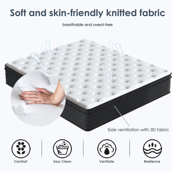English Elm Twin Size Mattress - 8-Inch Hybrid With Cooling Memory Foam & Pocketed Innerspring For Ultimate Comfort W2889P310459-GIGA