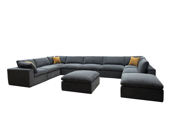 English Elm Coffee Bean Upholstered Modular Sectional with Toss Pillows for Modern Living Rooms B2748S00075