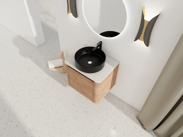 English Elm 24'' Wall-Mounted Bathroom Vanity With Ceramic Sink, Soft-Close Door & Space-Saving Design For Elegance W999S00393