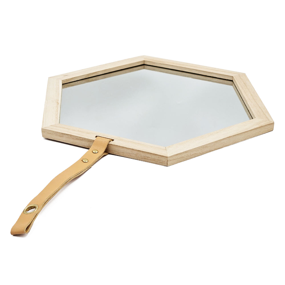 English Elm Harlan Hexagon Mirror - Modern Nordic Design, 16X14" With Warm Beige-Brown Frame, Perfect Accent! W2078P218037