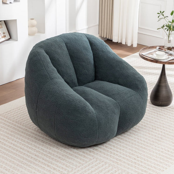 English Elm Bean Bag Chair Oversized Faux Fur Memory Foam Lounge Seat for Dorm or Living Room Green W2200P302140