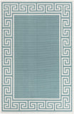 Unique Loom Outdoor Coastal Caye Machine Made Border Rug Aqua, Ivory/Gray/Green 5' 3" x 8' 0"