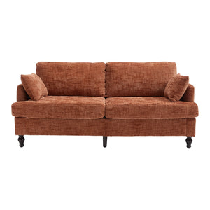 English Elm Modern chenille 2-seater sofa with LED lighting, USB charging, storage pocket, sturdy wood legs Orange W395P318543