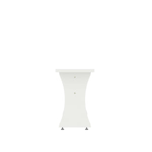 English Elm Coney Dining Bench with Curved Silhouette and 550 lb Capacity, Sleek MDF Frame for Modern Homes White B365P398210
