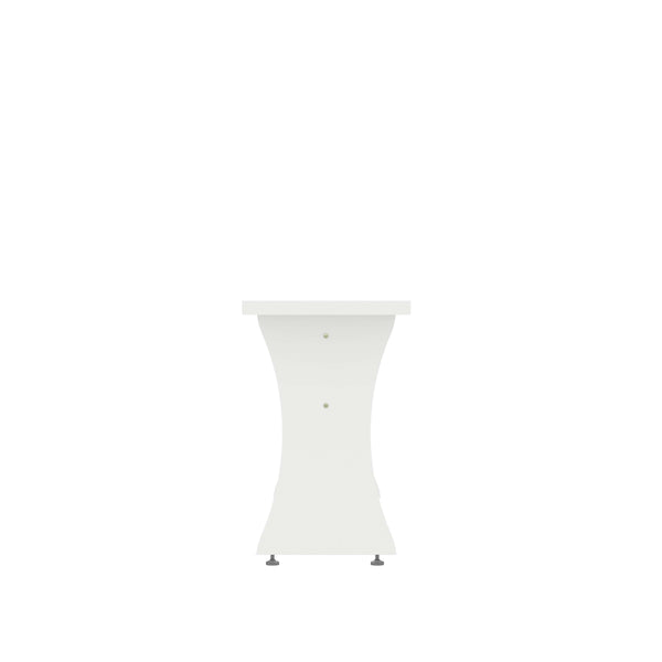 English Elm Coney Dining Bench with Curved Silhouette and 550 lb Capacity, Sleek MDF Frame for Modern Homes White B365P398210