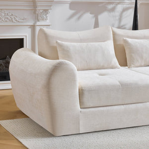 English Elm Modular Cloud Sectional Sofa Bed with Flannelette Upholstery for Flexible Living White W1829S00073