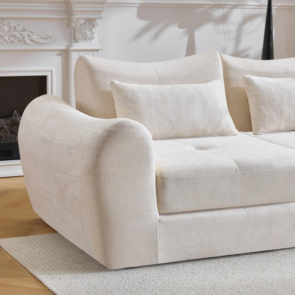 English Elm Modular Cloud Sectional Sofa Bed with Flannelette Upholstery for Flexible Living White W1829S00073