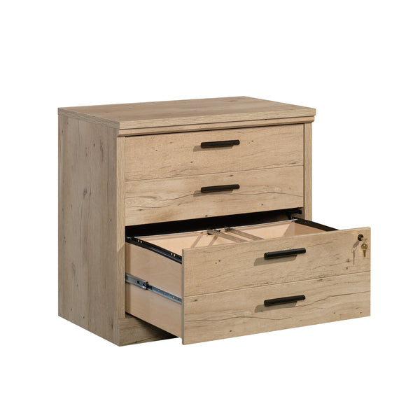 English Elm Lateral File Cabinet In Warm Brown Finish - Secure Storage With Key Lock & Multi-Use Design B356P402775