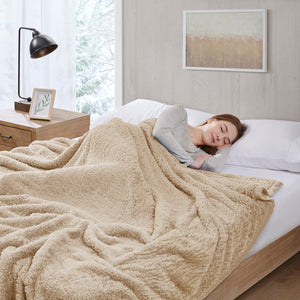 JLA Home Woolrich - Berber Woolrich blanket with plush berber texture, velvet binding, OEKO-TEX safety, cozy warmth Tan WR51-2216