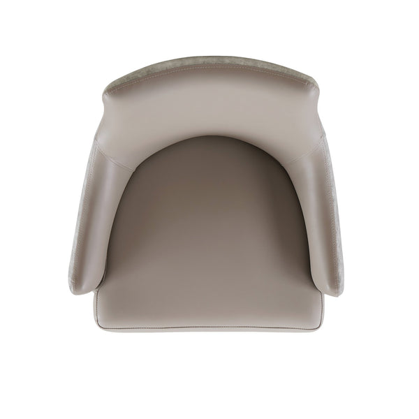 English Elm Connie Luxurious Vegan Leather & Velvet Armchair In Taupe - Mid-Century Design For Modern Living B365P397805