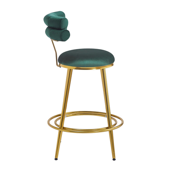 English Elm Christopher Knight Home® - 27.65'' 27.65" Modern Counter Stools Set of 2 with Luxurious Velvet Upholstery, Ergonomic Curved Back, Iron Frame & Footrest Dark Green N780P194940E