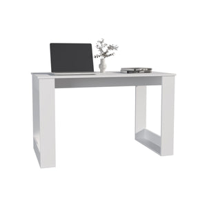 English Elm Oviedo Compact 47.2" Writing Desk White — Modern MDF Finish, Sturdy Foldable Laptop Workspace Lockable B200P286972