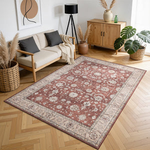 English Elm Premier Traditional Medallion Red Area Rug Low Pile for Living and Dining Rooms B186P479405