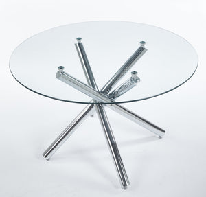 English Elm 1+4,5Pieces Modern Mid-Century Dining Set With Glass Top & Metal Legs For 4-6 People, Versatile Use! W234S00114