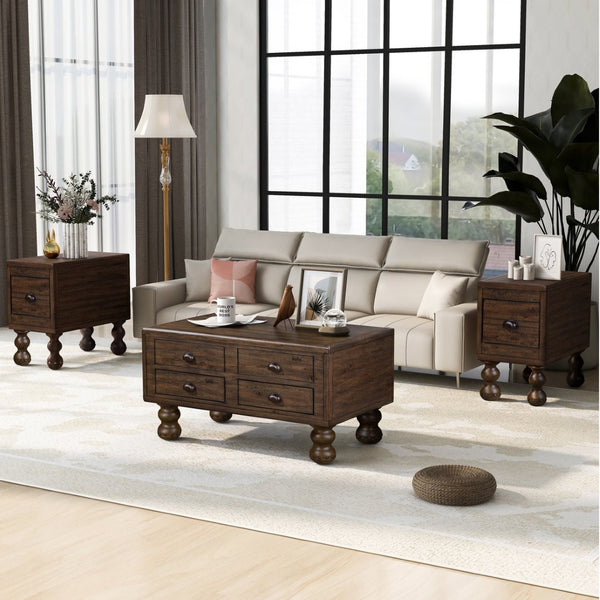 English Elm Solid Wood End Table - Vintage-Inspired Narrow Nightstand With Drawer For Small Spaces, Easy Assembly W1202P176734-GIGA