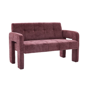 English Elm Nordic Ergonomic Double Armchair Upholstered Chenille Two-Seater Sofa 550lb Capacity Compact Lounge Chair WINE RED W395P380533