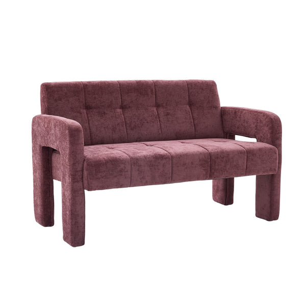 English Elm Nordic Ergonomic Double Armchair Upholstered Chenille Two-Seater Sofa 550lb Capacity Compact Lounge Chair WINE RED W395P380533