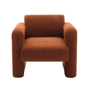 English Elm Modern Accent Chair Breathable Sherpa Upholstered Reading Armchair with Plush Cushion and Lumbar Support Burnt Orange 30 L x 25.75 W x 22.76 H WF325072AAO