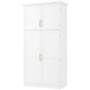 English Elm [assembly Included] Topmax Shaker Pantry Cabinet Tall Mdf Kitchen Storage with Pull-out Trays White SP000099AAK