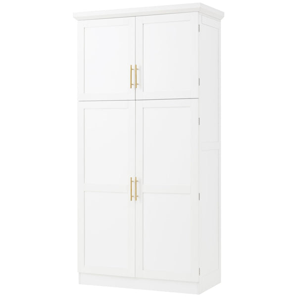 English Elm [assembly Included] Topmax Shaker Pantry Cabinet Tall Mdf Kitchen Storage with Pull-out Trays White SP000099AAK
