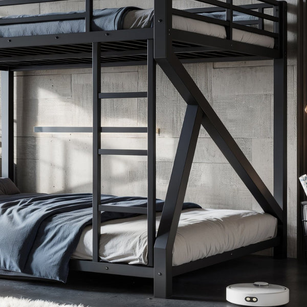 English Elm Twin Xl Over Queen Metal Bunk Bed Low Profile Steel Frame for Guest Rooms W5305S00034