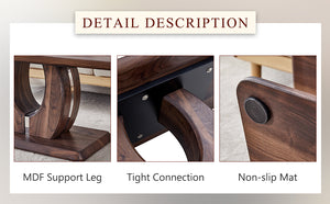 English Elm Modern Walnut MDF Rectangular Coffee Table with Dark Brown Grain Sticker, Silver Trim, Ergonomic Height W1151P230544