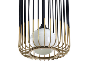 Sunpan Circa Pendant Light - Stunning Industrial Art Deco Design with Misted Glass and Brass Accents Medium - 10.5W x 10.5D x 53.5H