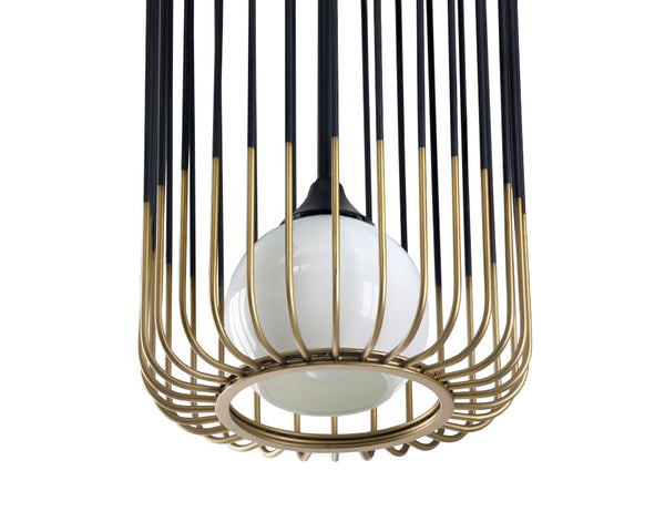 Sunpan Circa Pendant Light - Stunning Industrial Art Deco Design with Misted Glass and Brass Accents Medium - 10.5W x 10.5D x 53.5H