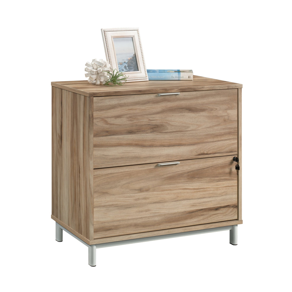 English Elm Lateral File Cabinet With Acacia Wood Finish – Stylish, Secure Storage For Compact Workspaces B356P354434