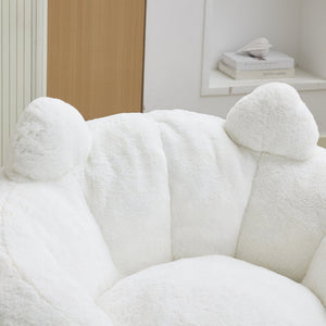 English Elm Cat-shaped Bean Bag Sofa with Sculptural Tail Armrest for Playful Living Spaces White W2311P457293