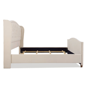 English Elm Jennifer Taylor Home - Marcella Upholstered Shelter Headboard Bed Set, King - Sky Beige, Luxurious Comfort & Style B2719P238225