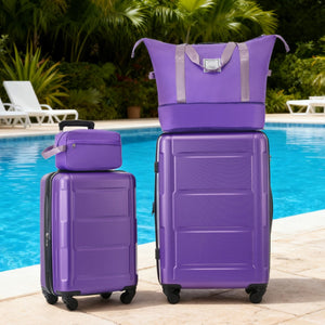 English Elm 2 Piece Abs Hard Shell Spinner Luggage Set with Tsa Lock Expandable Suitcases Purple N732P198745I